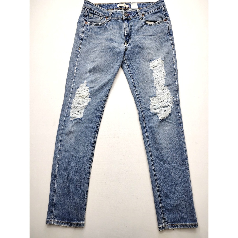 Levi's 503 Skinny Fit Blue Stretch Jeans Women's Size 9 M Vintage‎ y2k Ripped